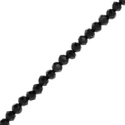 Jet - Rondelle beads faceted - round flattened 4.5x4 mm - Jet x43cm Rondelle beads faceted - round flattened 4.5x4 mm - Jet x43cm