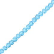 Round faceted beads - round flattened 4x3.5 mm - Aquamarine x40cm