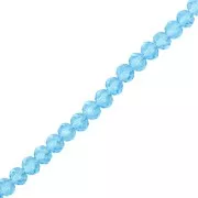 Round faceted beads - round flattened 4x3.5 mm - Aquamarine x40cm