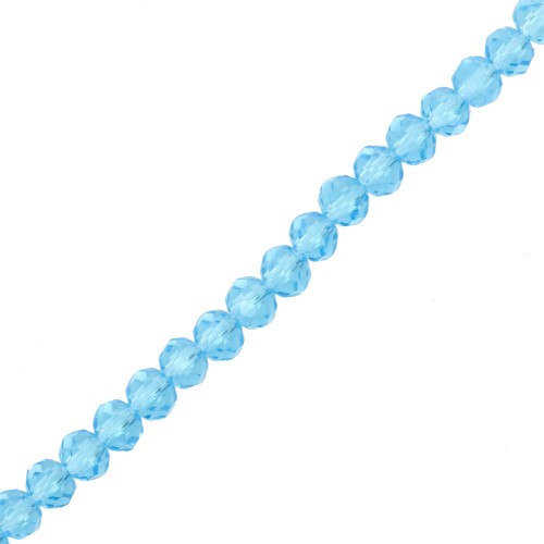 Round faceted beads - round flattened 4x3.5 mm - Aquamarine x40cm