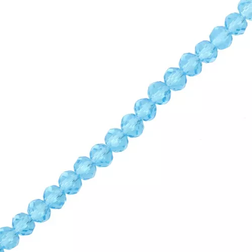 Round faceted beads - round flattened 4x3.5 mm - Aquamarine x40cm