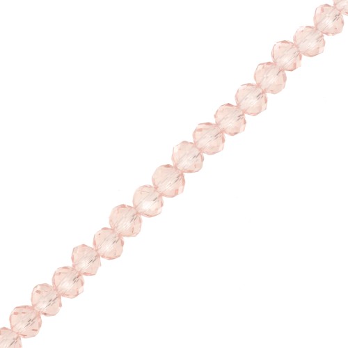 Rondelle beads faceted - round flattened - 4x3.5 mm Light Rose x40cm