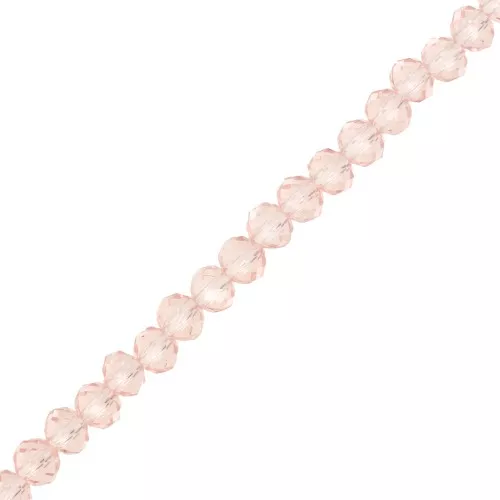 Rondelle beads faceted - round flattened - 4x3.5 mm Light Rose x40cm