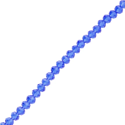 Rondelle beads faceted - round flattened - 6x5 mm Sapphire x39cm