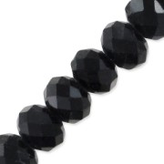 Fire Polished faceted flat round 6x4mm Jet x40cm