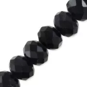 Fire Polished faceted flat round 6x4mm Jet x40cm