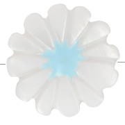 12mm mother-of-pearl daisy flower bead - White - Blue x1