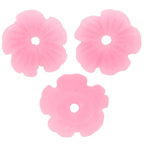 10mm resin Flower bead caps - Pink x12