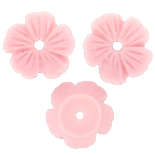 10mm resin Flower bead caps - Light pink x12