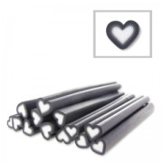 Polymer clay cane 5x50mm Heart Grey Anthracite|raw }}