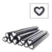 Polymer clay cane 5x50mm Heart Grey Anthracite