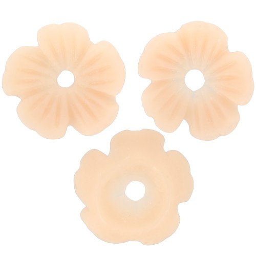 10mm resin Flower bead caps - Light salmon x12