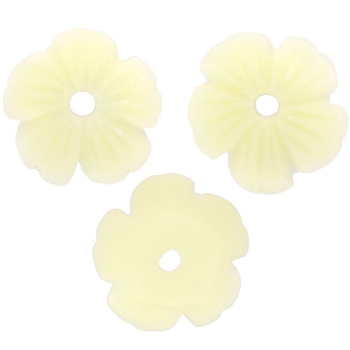 10mm resin Flower bead caps - Ecru x12