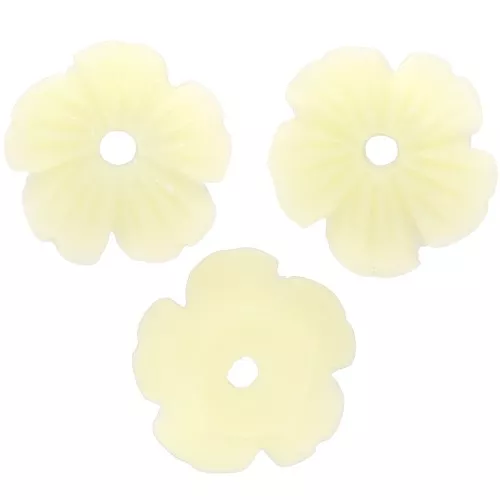 10mm resin Flower bead caps - Ecru x12