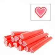 Polymer clay cane 5x50mm Heart Red