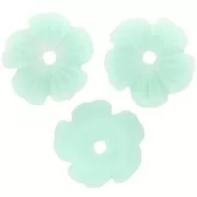 10mm resin Flower bead caps - Aquamarine x12