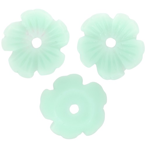 10mm resin Flower bead caps - Aquamarine x12