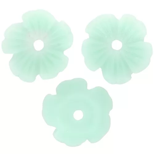 10mm resin Flower bead caps - Aquamarine x12