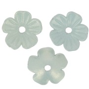 11mm acrylic Flower bead caps - Blue-grey iridescent x12|raw }}