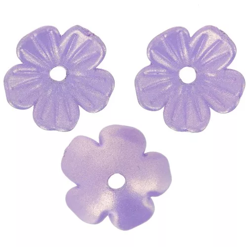 11mm acrylic Flower bead caps - Iridescent purple x12