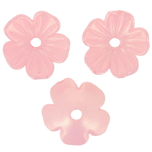11mm acrylic Flower bead caps - Iridescent pink x12