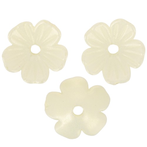 11mm acrylic Flower bead caps - Iridescent light yellow x12