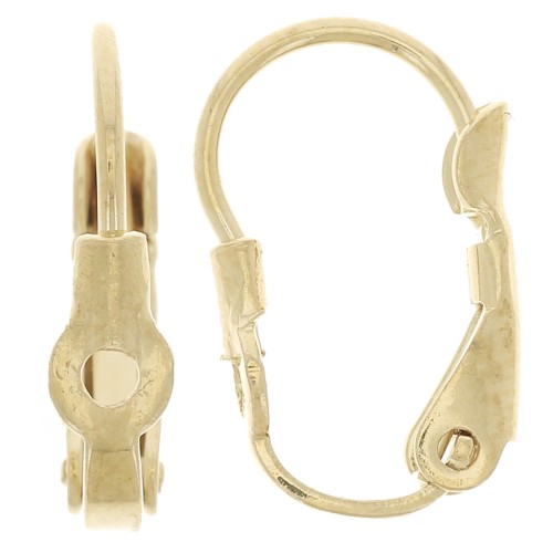 16mm brass leverback earrings with holes - gold tone x4