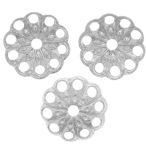 6mm Worked Filigree bead caps - silver tone x20