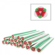 Polymer clay cane 5x50mm Flower Green/Red