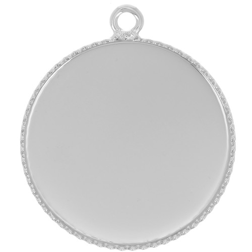 Pendant setting for 18mm flat back cabochon - Silver Tone x1