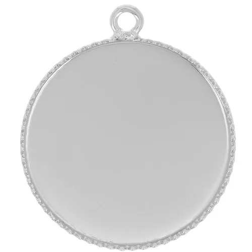 Pendant setting for 18mm flat back cabochon - Silver Tone x1