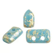 2x5mm Glass beads Piros® by Puca® - Opaque Aqua Gold Splash x10g