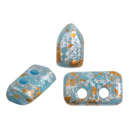 2x5mm Glass beads Piros® by Puca® - Opaque Aqua Tweedy x10g