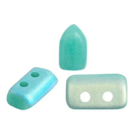 2x5mm Glass beads Piros® by Puca® - Opaque Green Turquoise Mat AB x10g