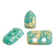 2x5mm Glass beads Piros® by Puca® - Op Green Turquoise Gold Splash Mat x10g|raw }}