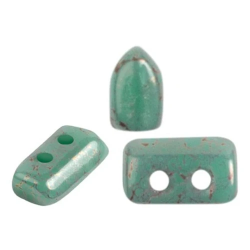 2x5mm Glass beads Piros® by Puca® - Op Green Turquoise Red Terracotta x10g