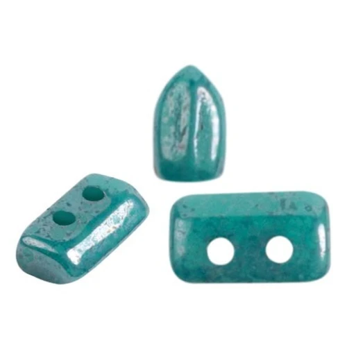 2x5mm Glass beads Piros® by Puca® - Op Green Turquoise Blue Terracotta x10g