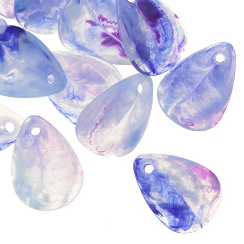 17mm Curved Flower Petal Sequins in Acrylic - Blue Violet Marble x15