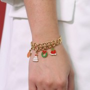 13x15mm Stainless steel 316L Christmas reindeer charm Epoxy resin - Gold -Brown x1