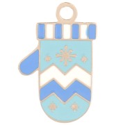 18x11mm Stainless steel 316L Christmas glove charm Epoxy resin - Blue x1|raw }}