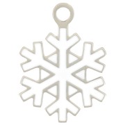 12mm Stainless steel 316L Snowflake charm - Epoxy resin - White x1|raw }}