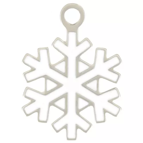 12mm Stainless steel 316L Snowflake charm - Epoxy resin - White x1