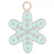 12mm Stainless steel 316L Snowflake charm - Epoxy resin - Blue x1
