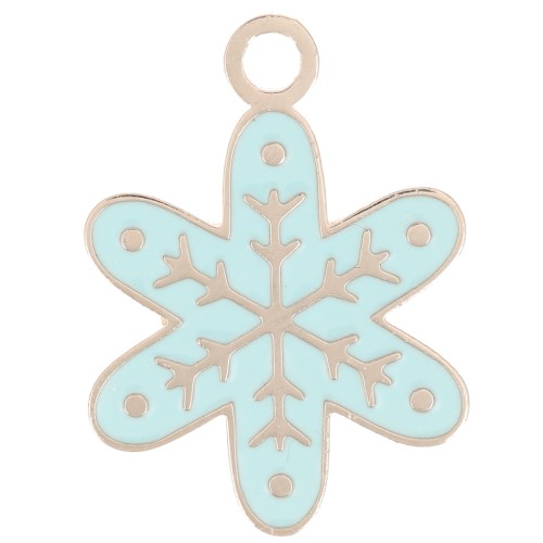 12mm Stainless steel 316L Snowflake charm - Epoxy resin - Blue x1