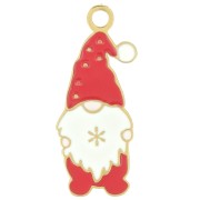 21x8mm Stainless steel 316L Charm Santa Claus - Epoxy resin - Gold - Red x1|raw }}