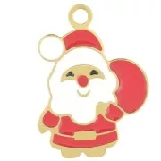 20x15mm 316L stainless steel Santa Claus charm - Epoxy resin - Gold - Red x1