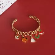 17x12mm Stainless Steel 316L Christmas Tree Charm - Epoxy Resin - Gold - White x1