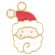 18x13mm Stainless steel 316L Santa Claus charm - Epoxy resin - Gold - White x1|raw }}