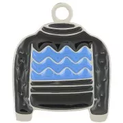 18x15mm Stainless steel 316L Christmas sweater charm Epoxy resin - Black x1
