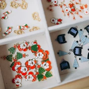 18x15mm Stainless steel 316L Christmas sweater charm Epoxy resin - Black x1